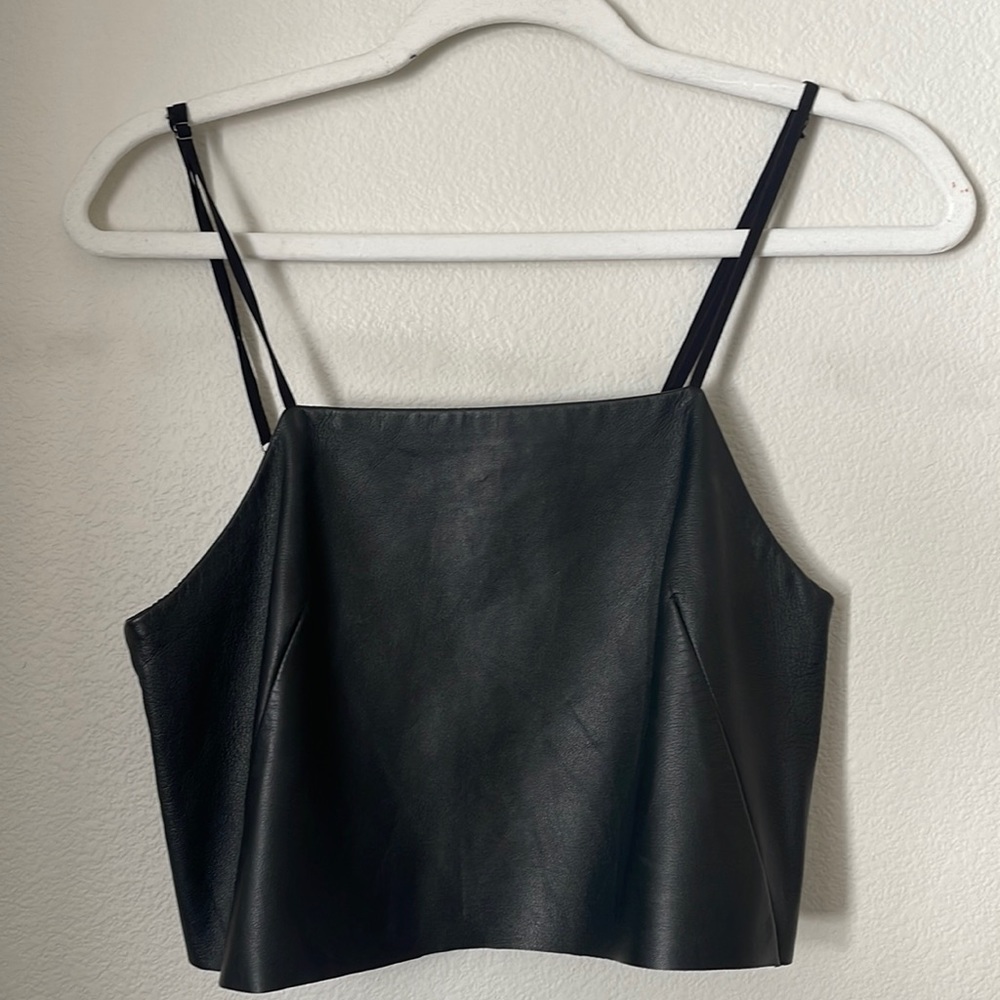 Lamb leather crop top by Veda